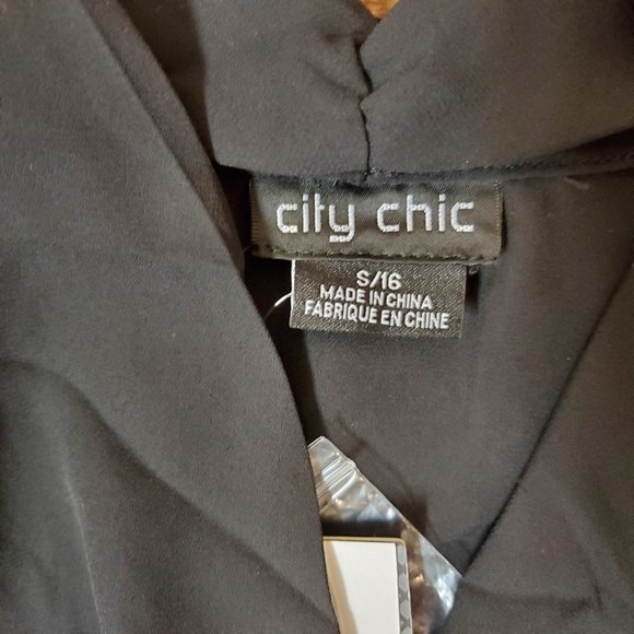 City Chic Black Sheer Knot Front Blouse - Picture 7 of 7